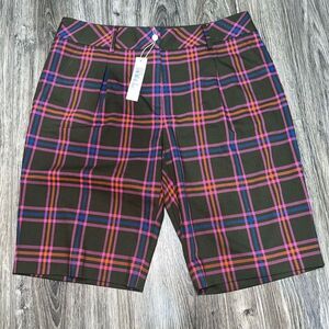Trina Turk Dexter Long Shorts Size 8 Parker Plaid